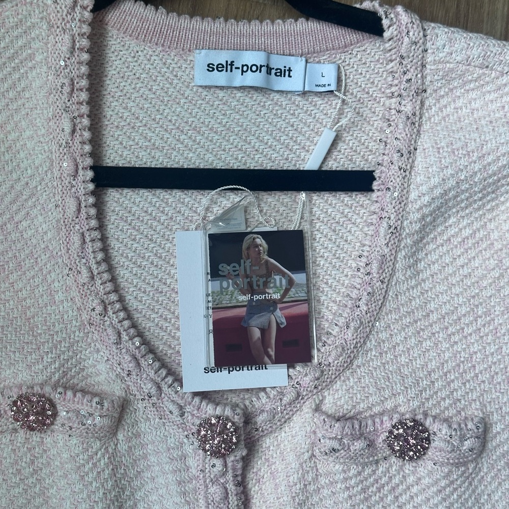 Self-Portrait Pale Pink Knit A-Line Dress - Picture 6 of 11